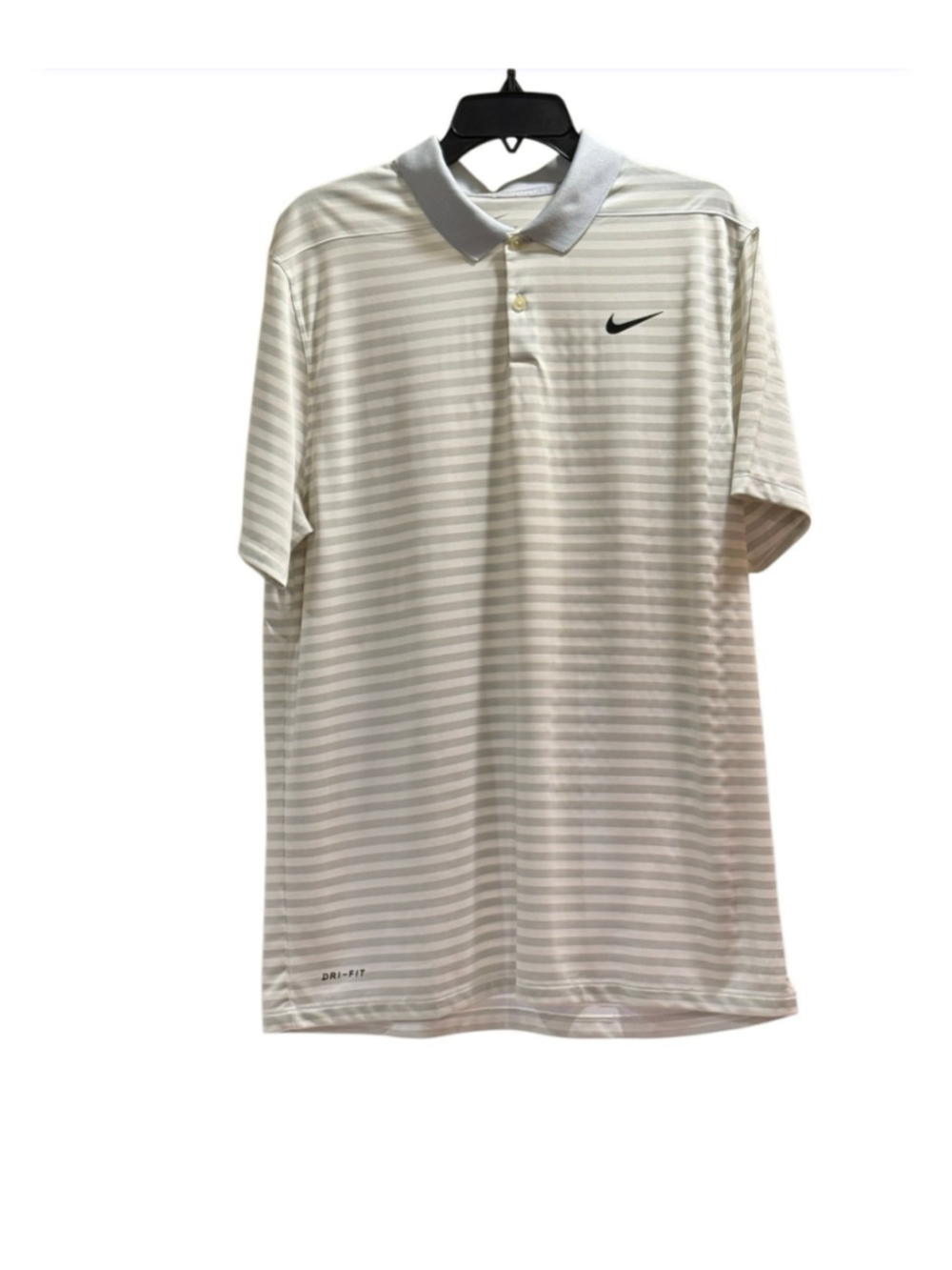 Nike Golf Dri-Fit Men's Polo Shirt White Stripe Lightweight Activewear